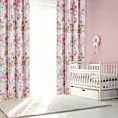 Dekoracja okienna różowa do pokoju dziecięcego z etaminy z nadrukiem z elfami 140x250 cm przelotka POLLY Eurofirany