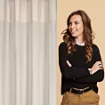 Zasłona kremowa z aplikacją z błyszczącego welwetu 140x250 cm przelotka AGNES Design 91 Eurofirany