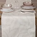 Bieżnik na stół beżowo, biały 40x140 cm wodoodporny GARDEN na taras oraz balkon z motywem palmowych liści