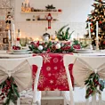 Bieżnik na stół czerwono, szampański 40x140 cm welwetowy JOY w śnieżynki