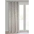 Zasłona srebrno szampańska zdobiona nadrukiem liści 140x250 cm złota przelotka - MILENA Eurofirany