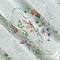 Zazdrostka biało, zielona z etaminy z nadrukiem letnich polnych kwiatów i bawełnianą koronką 150x60 cm tunel SYLWIA Eurofirany
