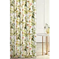 Zasłona szyta na taśmie fala biało oliwkowa z miękkiej tkaniny welwetowej z kwiatowym nadrukiem