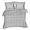Pościel 220x200 cm z satyny bawełnianej kolor jasnoszary zdobiona elegancką koronką RETRO 5 Eurofirany