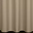 Zasłona szyta na taśmie fala ciemnobeżowa z gładkiej tkaniny zaciemniającej typu dimout wykończona obciążnikiem