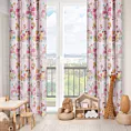 Dekoracja okienna różowa do pokoju dziecięcego z etaminy z nadrukiem z elfami 140x250 cm przelotka POLLY Eurofirany