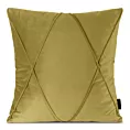 Poszewka na poduszkę 45x45 cm welwetowa z ozdobnym geometrycznym przeszywanym wzorem musztardowa NALA 1 EUROFIRANY PREMIUM