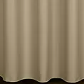 Zasłona szyta na taśmie fala ciemnokremowa z gładkiej tkaniny zaciemniającej typu dimout wykończona obciążnikiem