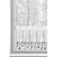 Zazdrostka świąteczna biało, srebrna z etaminy zdobiona luźno zwisającymi gwiazdkami 150x30 cm tunel - XMAS Eurofirany