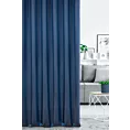 Zasłona szyta na tunelu granatowa z gładkiej tkaniny z delikatnym połyskiem