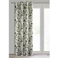 Zasłona naturalno, niebieska z tkaniny z dodatkiem lnu zdobiona nadrukiem roślinnym 140x250 cm - TALI Eurofirany