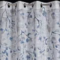 Zasłona biało, granatowa z wzorem kwitnących gałązek z delikatnej etaminy 140x250 cm przelotka ANA Eurofirany