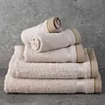 Ręcznik kąpielowy 50x90 cm bawełniany kolor beżowy z bordiurą w paski 500 g/m2 ABBIE Eurofirany