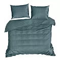 Pościel 160x200 cm satyna bawełniana kolor morski w drobne prążki VERA Eurofirany