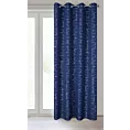 Zasłona granatowo, srebrna zdobiona nadrukiem geometrycznym z tkaniny typu oxford 140x250 cm przelotka EVI Eurofirany