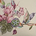 Obrus naturalno, różowy 140x180 cm gobelinowy z motywem kwiatowym