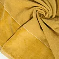 Ręcznik kąpielowy 50x90 cm bawełniany kolor musztardowy z bordiurą z weluru 500 g/m2 LUCY Eurofirany