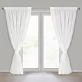 Komplet białych firan 2 szt zdobionych koronką z perełkami, troczek w zestawie 140x270 cm taśma LARISA Eurofirany