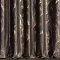 Zasłona szyta na taśmie fala ciemnobrązowo złocista z tkaniny welwetowej ze złotym marmurkowym nadrukiem