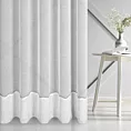 Firana szyta na przelotkach biało popielata z matowej etaminy wykończonej ozdobnym podwinięciem Italissima Eva Minge