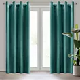 Komplet 2 szt. zasłon ciemno turkusowych z welwetowej tkaniny 140x250 cm przelotki - DARLA Eurofirany