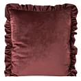 Poszewka na poduszkę 45x45 cm welwetowa zdobiona na brzegach falbanami ciemnobordowa VELVET 25 EUROFIRANY PREMIUM