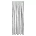 Zasłona biało, srebrzysta zdobiona błyszczącym przecieranym wzorem z welwetu 140x270 cm taśma RENIA Eurofirany