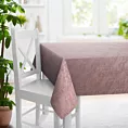 Obrus szyty różowy z welwetowej tkaniny w drobny melanż