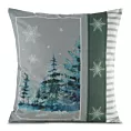 Poszewka na poduszkę 45x45 cm z świątecznym nadrukiem jasnoszaro, zielona FOREST Eurofirany
