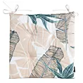 Poduszka na krzesło 43 x 43 x 4 cm wodoodporna turkusowo, beżowa zdobione motywem liści bananowca GARDEN Eurofirany