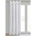 Firana biało, srebrna z etaminy zdobiona nadrukiem kwiatów 140x250 cm przelotka FELINA Eurofirany