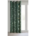 Zasłona ciemnozielono, złocista zdobiona nadrukiem marmurku 140x250 cm przelotka LANI Eurofirany