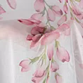 Dekoracja okienna biało, różowa z matowej etaminy z kwiatowym motywem 140x250 cm przelotki JULIETA Eurofirany
