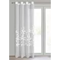 Firana biała z etaminy zdobiona motywem roślinnym 140x250 cm przelotka ESTELLA Eurofirany