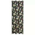 Zasłona czarno, oliwkowa w kwiaty z tkaniny welwetowej 140x250 cm przelotka ALEA Eurofirany
