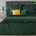 Pościel 220x200 cm bawełniana z makosatyny kolor butelkowy zielony z falbanami w romantycznym stylu Reina Line Eurofirany