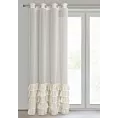 Firana beżowa z etaminy zdobiona falbanami i lśniącym pasem kryształków 140x250 cm przelotka CARLI Eurofirany