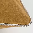 Poszewka na poduszkę 43x43 cm lniana z dodatkiem bawełny z pasmanterią z ozdobnymi cyrkoniami na brzegach miodowa LEN Eurofirany