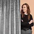 Zasłona stalowo, srebrna welwetowa z przecieranym błyszczącym nadrukiem 135x270 cm taśma - AVENA Eurofirany