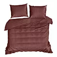 Pościel 160x200 cm satyna bawełniana kolor burgundowy w drobne prążki VERA Eurofirany