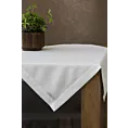 Bieżnik na stół biały 85x85 cm ELLEN zdobiony drobnymi srebrnymi kropkami i elegancką listwą