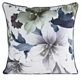 Poszewka na poduszkędwustronna 60x60 cm welwetowa z motywem roślinnym z wypustką na brzegach biało, fioletowa SOFIA EUROFIRANY PREMIUM