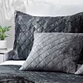 Poszewka na poduszkę 45x45 cm welwetowa pikowana metoda hot press zdobiona błyszczącym przecieranym nadrukiem stalowa BLINK 43 Eurofirany