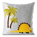 Poszewka na poduszkę 45x45 cm z dinozaurami haftowanymi puszystą nicią stalowa DINO 1 Eurofirany