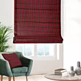 Roleta rzymska czerwono zielona z delikatnej tkaniny w kratkę
