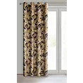 Zasłona czarno, złota z błyszczącym wzorem egzotycznych liści z welwetu 140x250 cm przelotka ADEL  Eurofirany