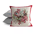 Poszewka na poduszkę świąteczna 45x45 gobelinowa popielato, czerwona zdobiona akcentem świątecznym