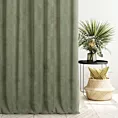 Zasłona szyta na taśmie fala oliwkowa z miękkiej matowej tkaniny szenilowej o naturalnym splocie