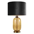 Lampa stołowa do pokoju czarna NELLY na szklanej podstawie z złotego szkła z welwetowym abażurem Eurofirany