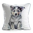 Poszewka na poduszkę 45x45 cm welwetowa biało, szara z motywem psa ANIMAL 83 Eurofirany